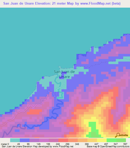 San Juan de Unare,Venezuela Elevation Map