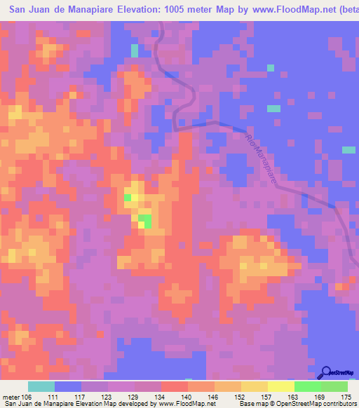 San Juan de Manapiare,Venezuela Elevation Map