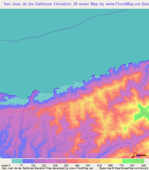 San Juan de las Galdonas,Venezuela Elevation Map