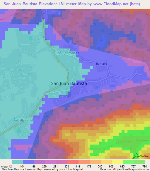 San Juan Bautista,Venezuela Elevation Map