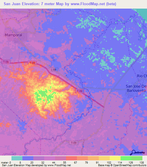 San Juan,Venezuela Elevation Map