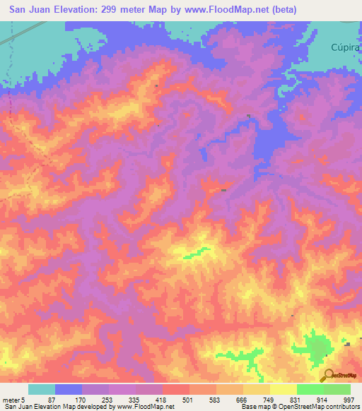 San Juan,Venezuela Elevation Map
