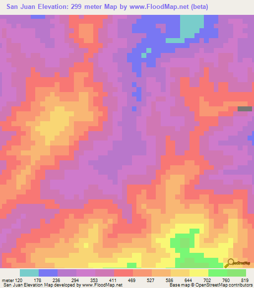 San Juan,Venezuela Elevation Map