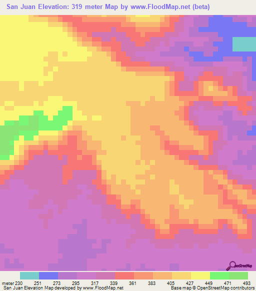 San Juan,Venezuela Elevation Map