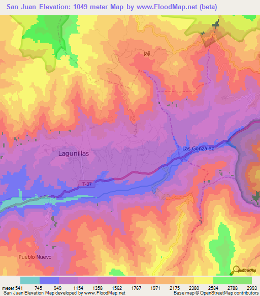 San Juan,Venezuela Elevation Map