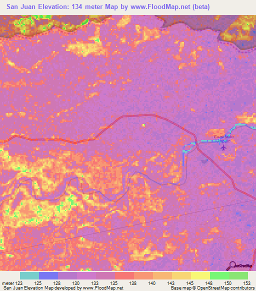 San Juan,Venezuela Elevation Map
