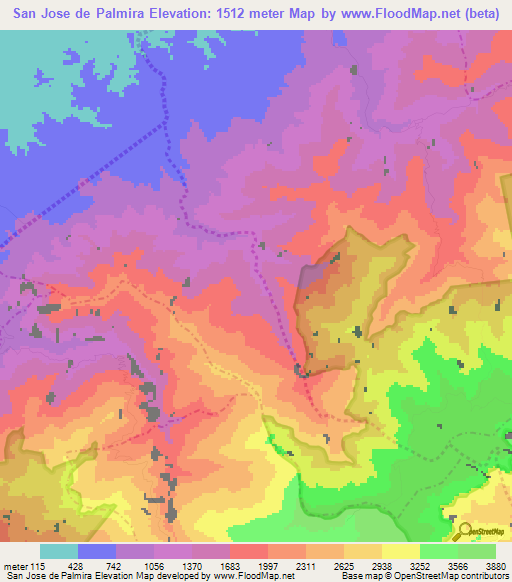 San Jose de Palmira,Venezuela Elevation Map