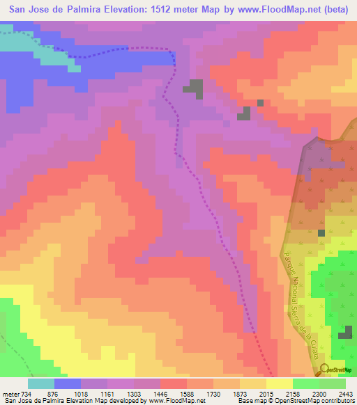 San Jose de Palmira,Venezuela Elevation Map