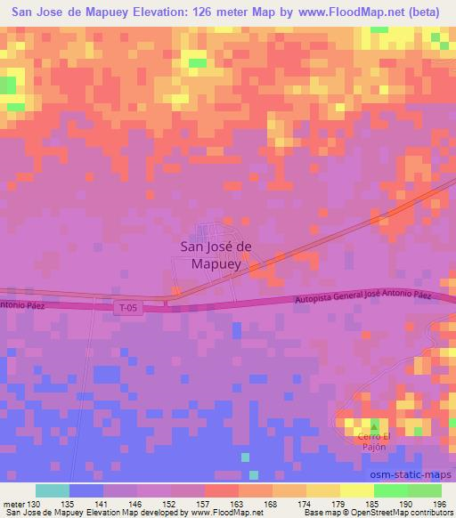 San Jose de Mapuey,Venezuela Elevation Map