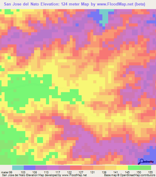 San Jose del Nato,Venezuela Elevation Map