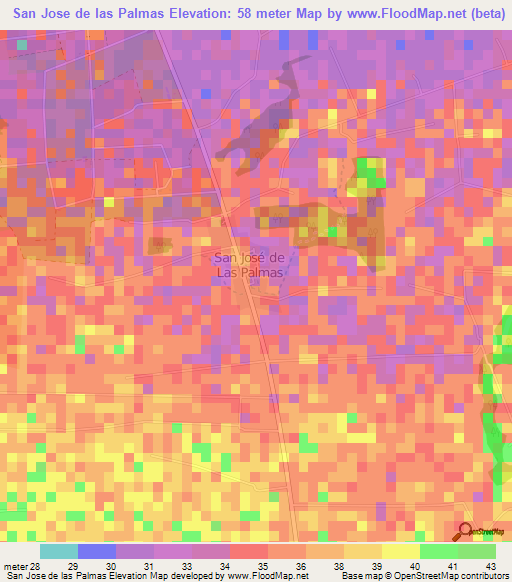 San Jose de las Palmas,Venezuela Elevation Map