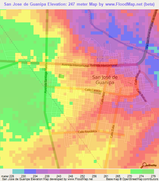 San Jose de Guanipa,Venezuela Elevation Map