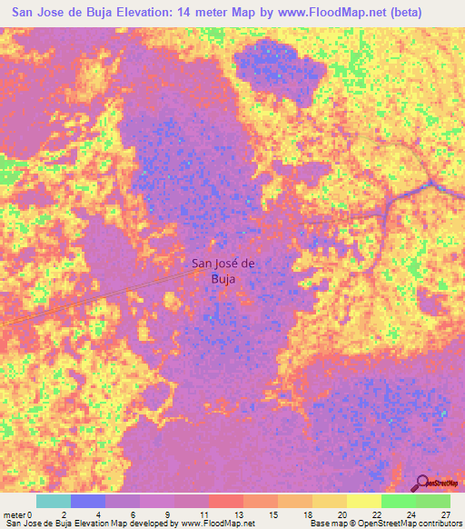 San Jose de Buja,Venezuela Elevation Map