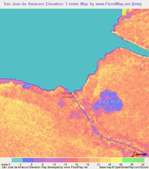 San Jose de Amacuro,Venezuela Elevation Map