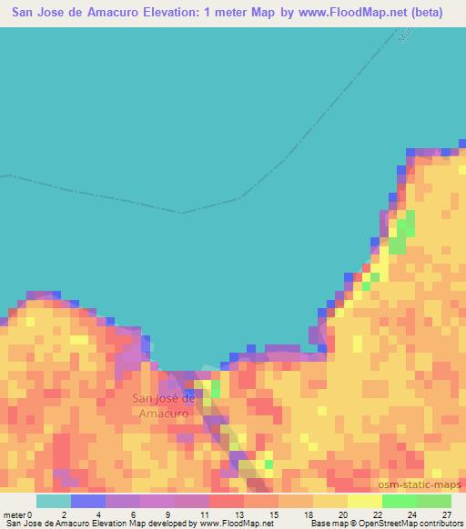 San Jose de Amacuro,Venezuela Elevation Map