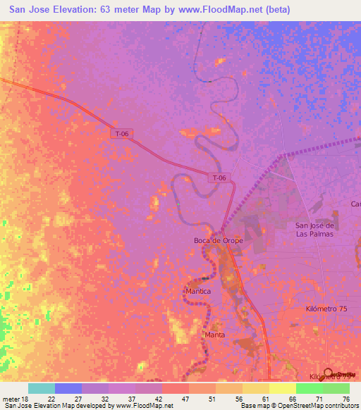 San Jose,Venezuela Elevation Map