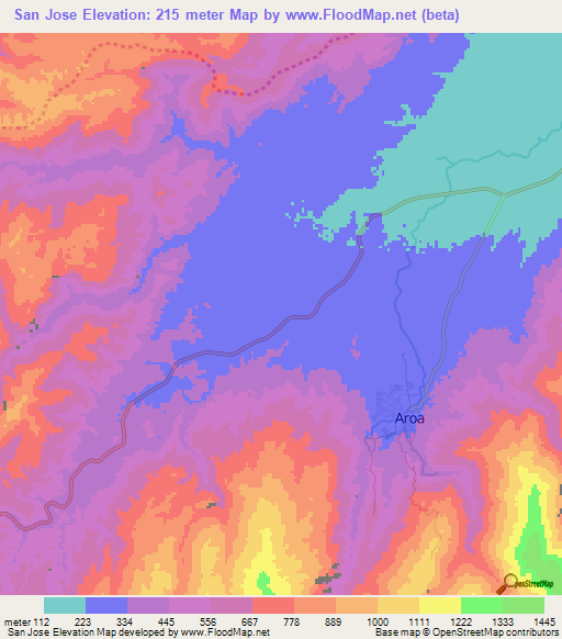 San Jose,Venezuela Elevation Map