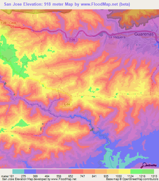 San Jose,Venezuela Elevation Map