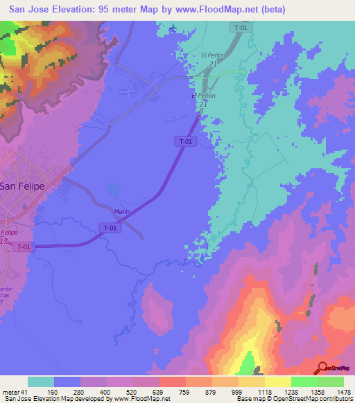 San Jose,Venezuela Elevation Map