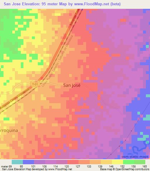 San Jose,Venezuela Elevation Map
