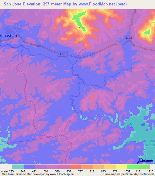 San Jose,Venezuela Elevation Map