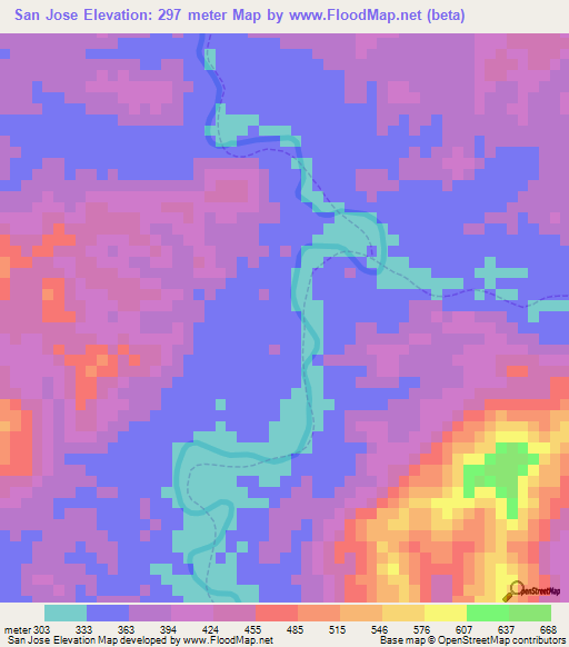 San Jose,Venezuela Elevation Map