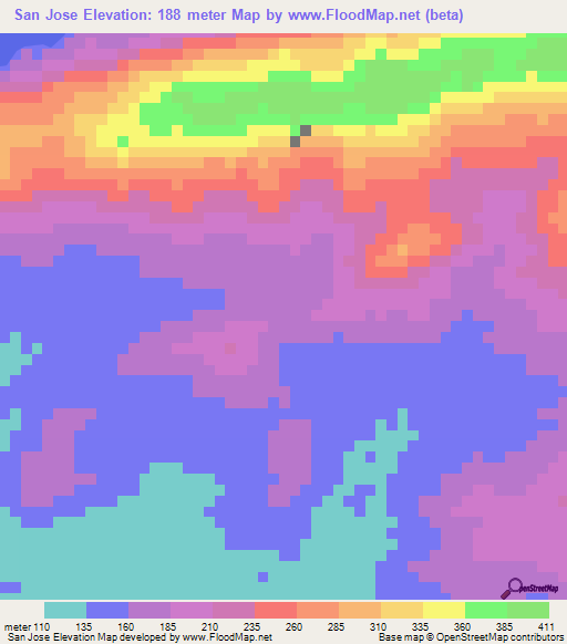 San Jose,Venezuela Elevation Map