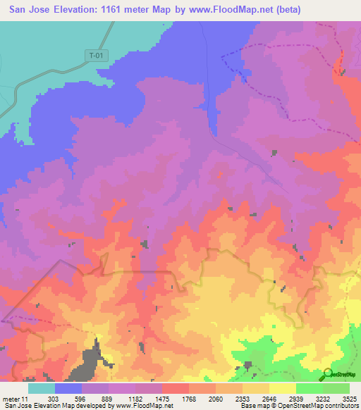 San Jose,Venezuela Elevation Map