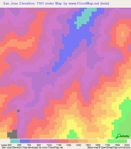 San Jose,Venezuela Elevation Map
