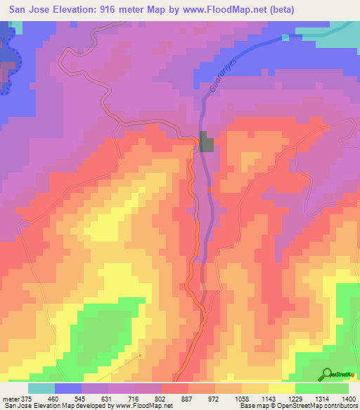 San Jose,Venezuela Elevation Map