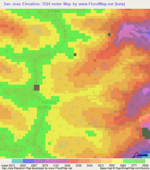 San Jose,Venezuela Elevation Map