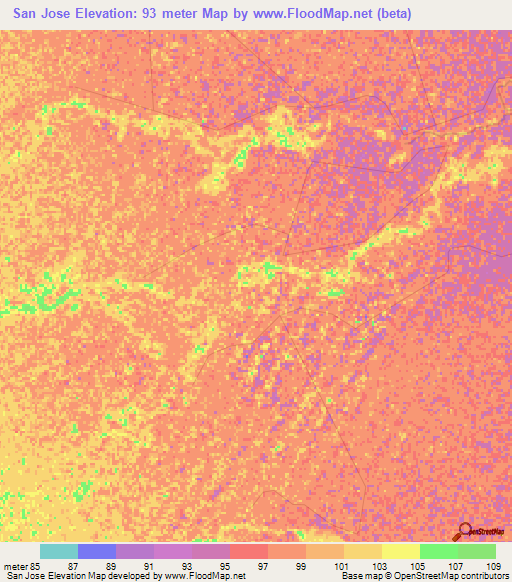 San Jose,Venezuela Elevation Map