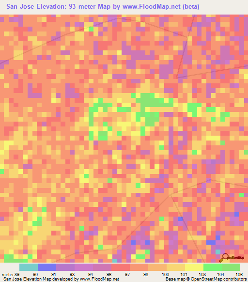 San Jose,Venezuela Elevation Map
