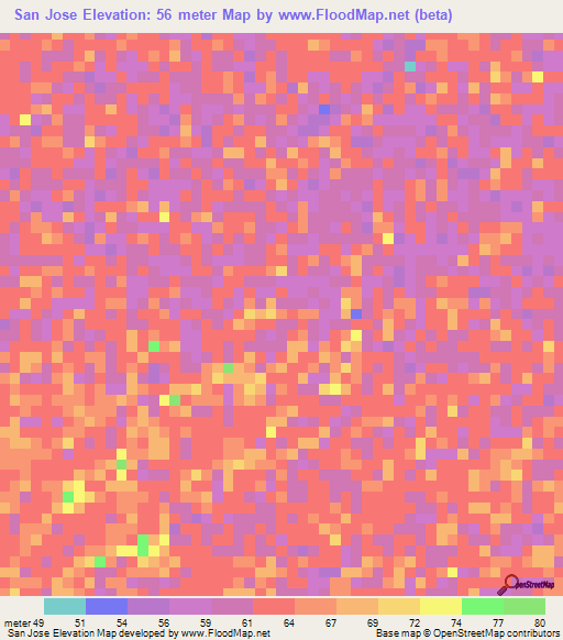 San Jose,Venezuela Elevation Map
