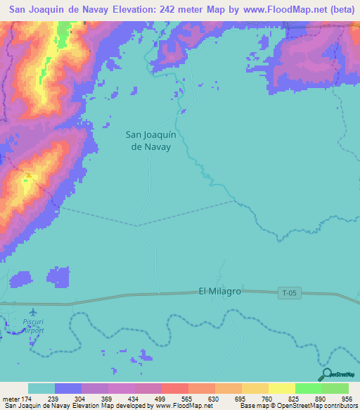 San Joaquin de Navay,Venezuela Elevation Map