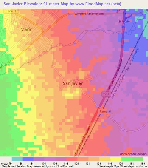San Javier,Venezuela Elevation Map