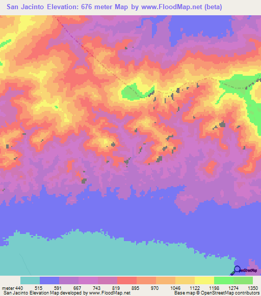 San Jacinto,Venezuela Elevation Map