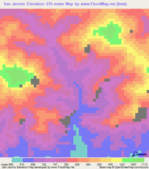 San Jacinto,Venezuela Elevation Map