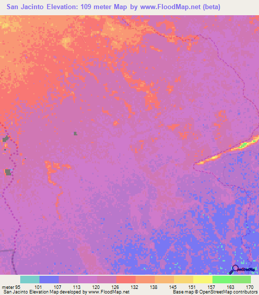 San Jacinto,Venezuela Elevation Map