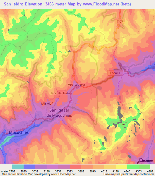 San Isidro,Venezuela Elevation Map