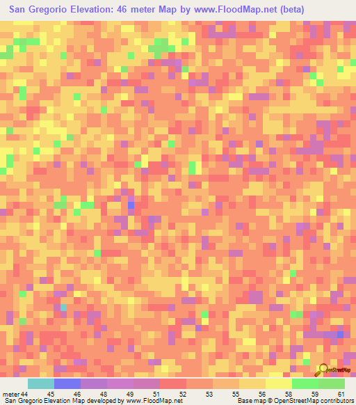 San Gregorio,Venezuela Elevation Map