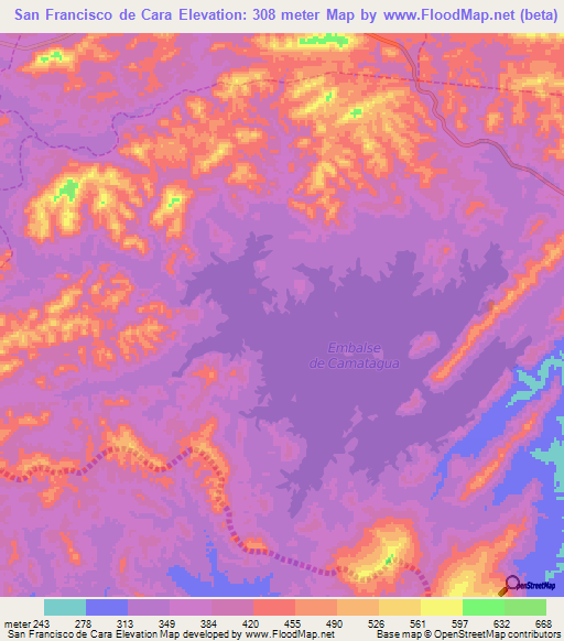 San Francisco de Cara,Venezuela Elevation Map