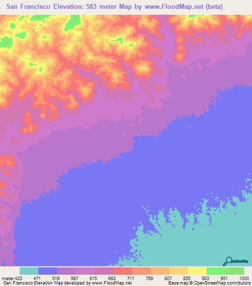 San Francisco,Venezuela Elevation Map