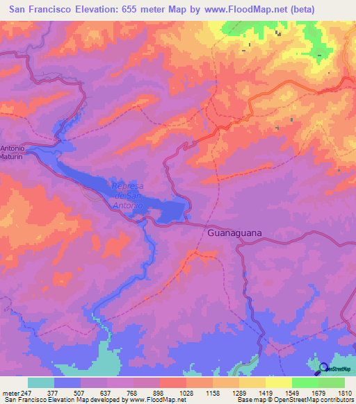 San Francisco,Venezuela Elevation Map