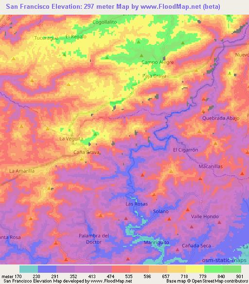 San Francisco,Venezuela Elevation Map