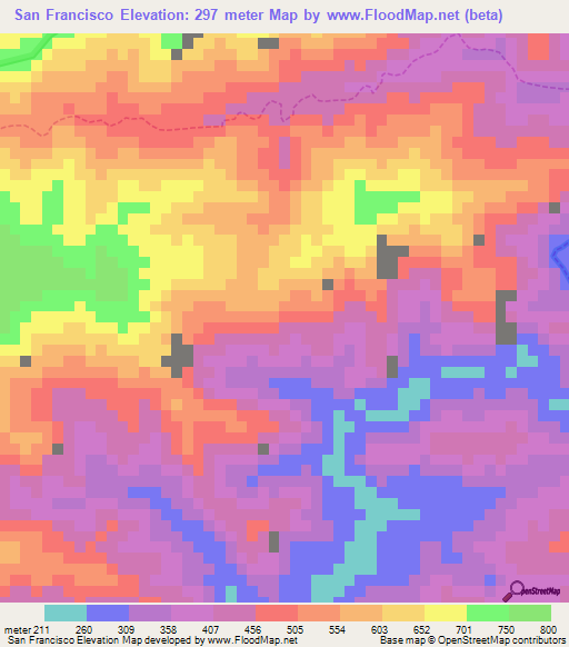 San Francisco,Venezuela Elevation Map