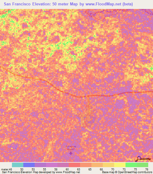 San Francisco,Venezuela Elevation Map