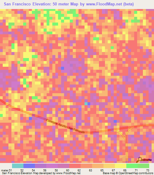 San Francisco,Venezuela Elevation Map