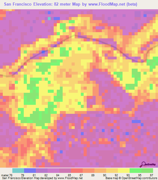 San Francisco,Venezuela Elevation Map
