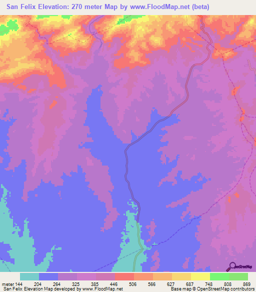 San Felix,Venezuela Elevation Map